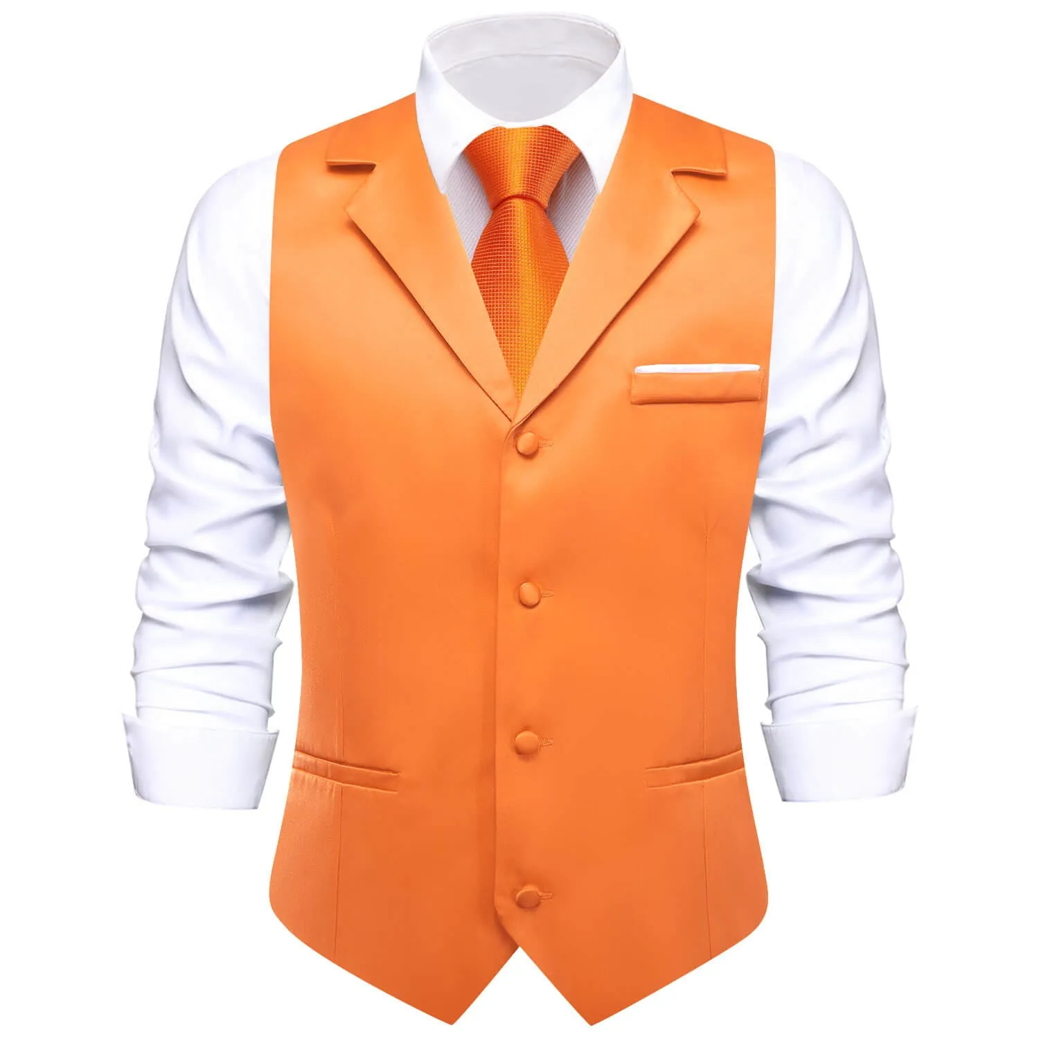 Ties2you Men's Vest Coral Orange Solid Silk Suit Vest Business