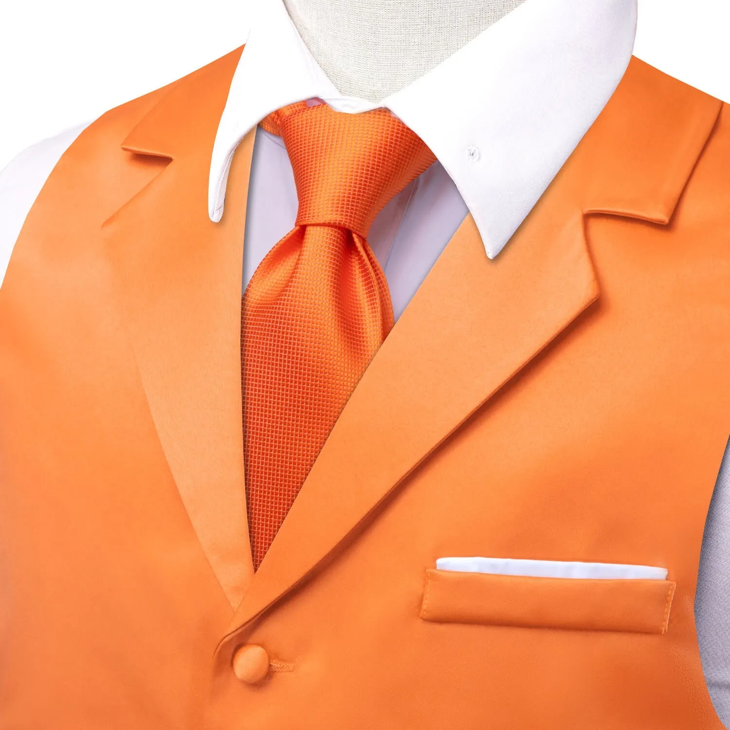 Ties2you Men's Vest Coral Orange Solid Silk Suit Vest Business