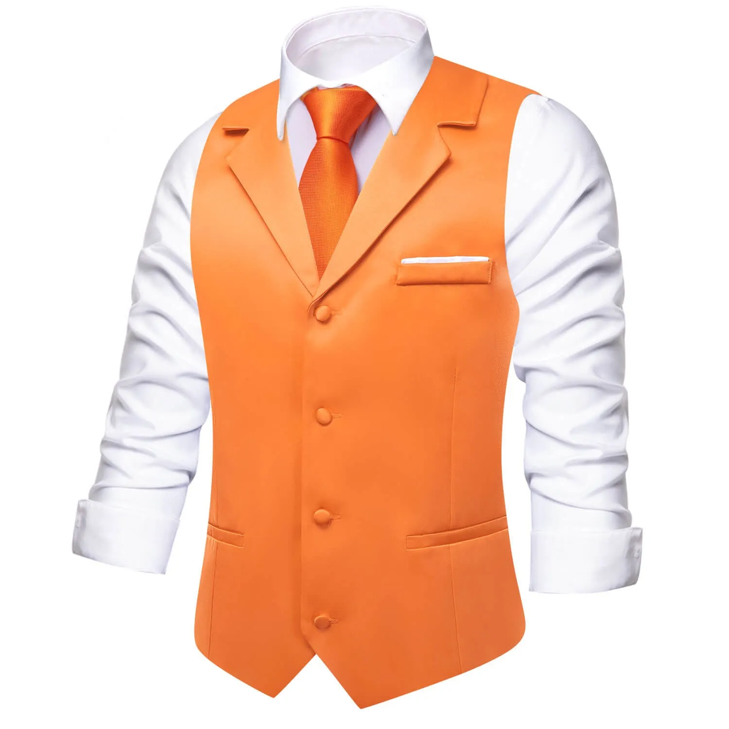 Ties2you Men's Vest Coral Orange Solid Silk Suit Vest Business