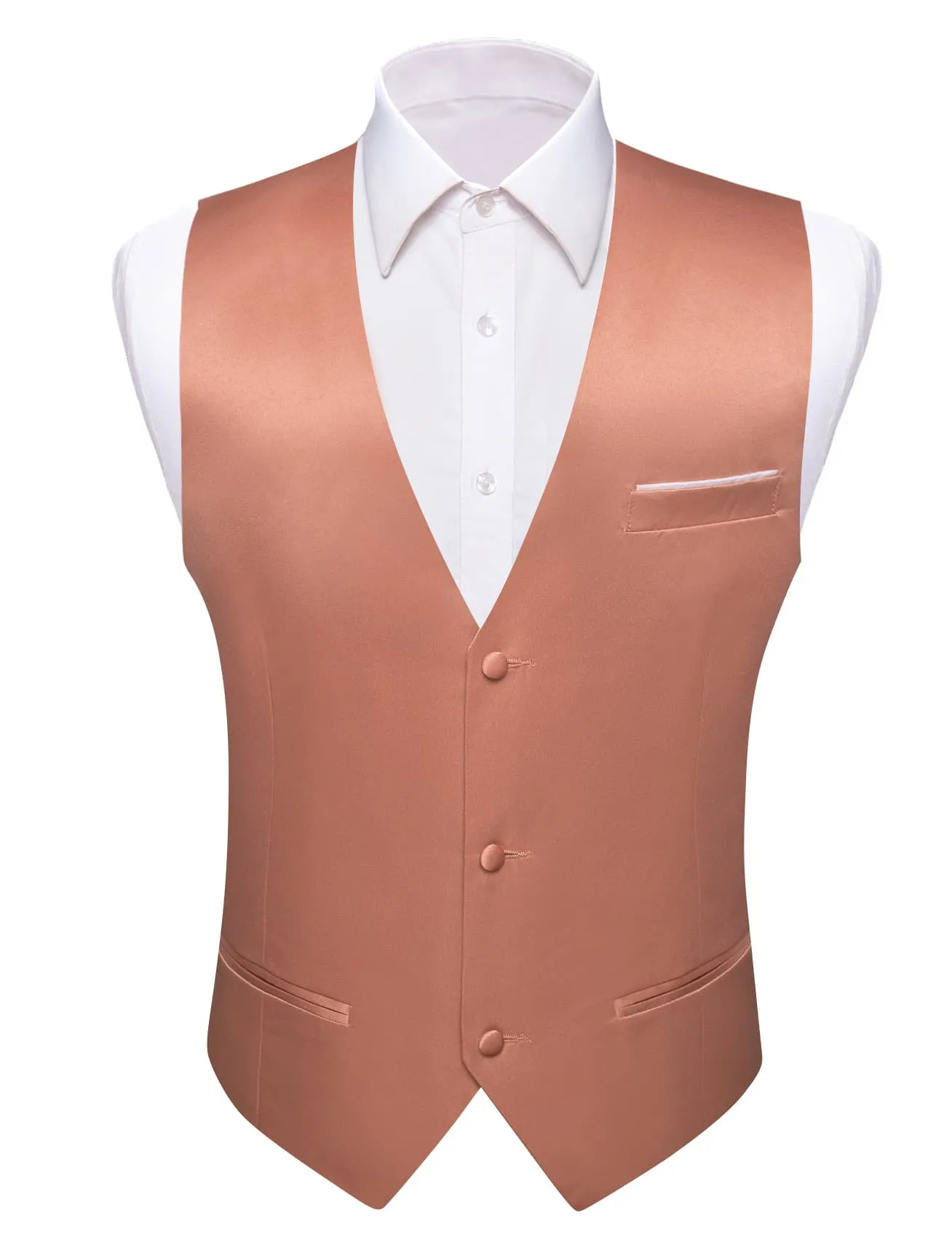 Ties2you Tuxedo Vest Light Coral Solid Button V Neck Dress Work Vest for Men