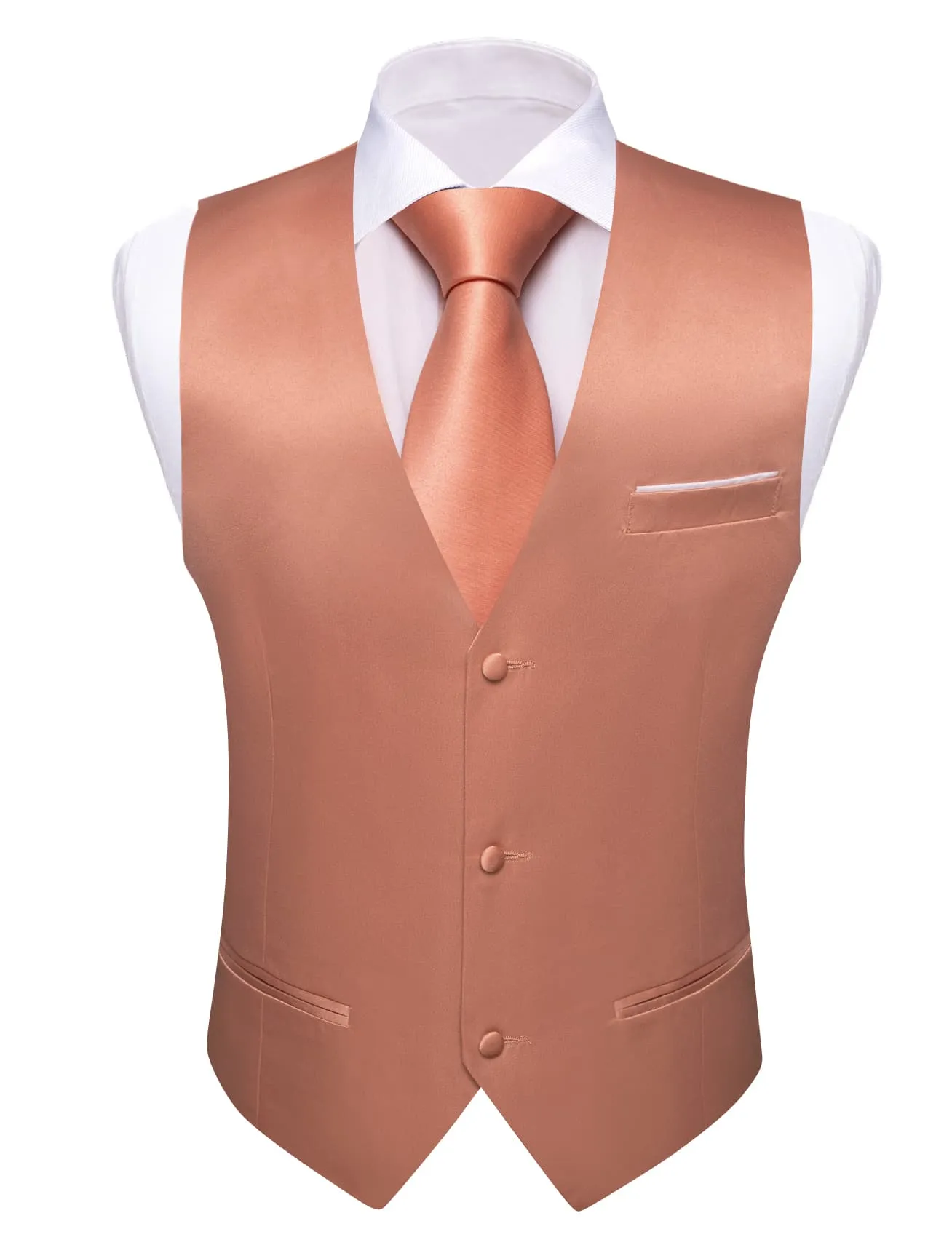 Ties2you Tuxedo Vest Light Coral Solid Button V Neck Dress Work Vest for Men