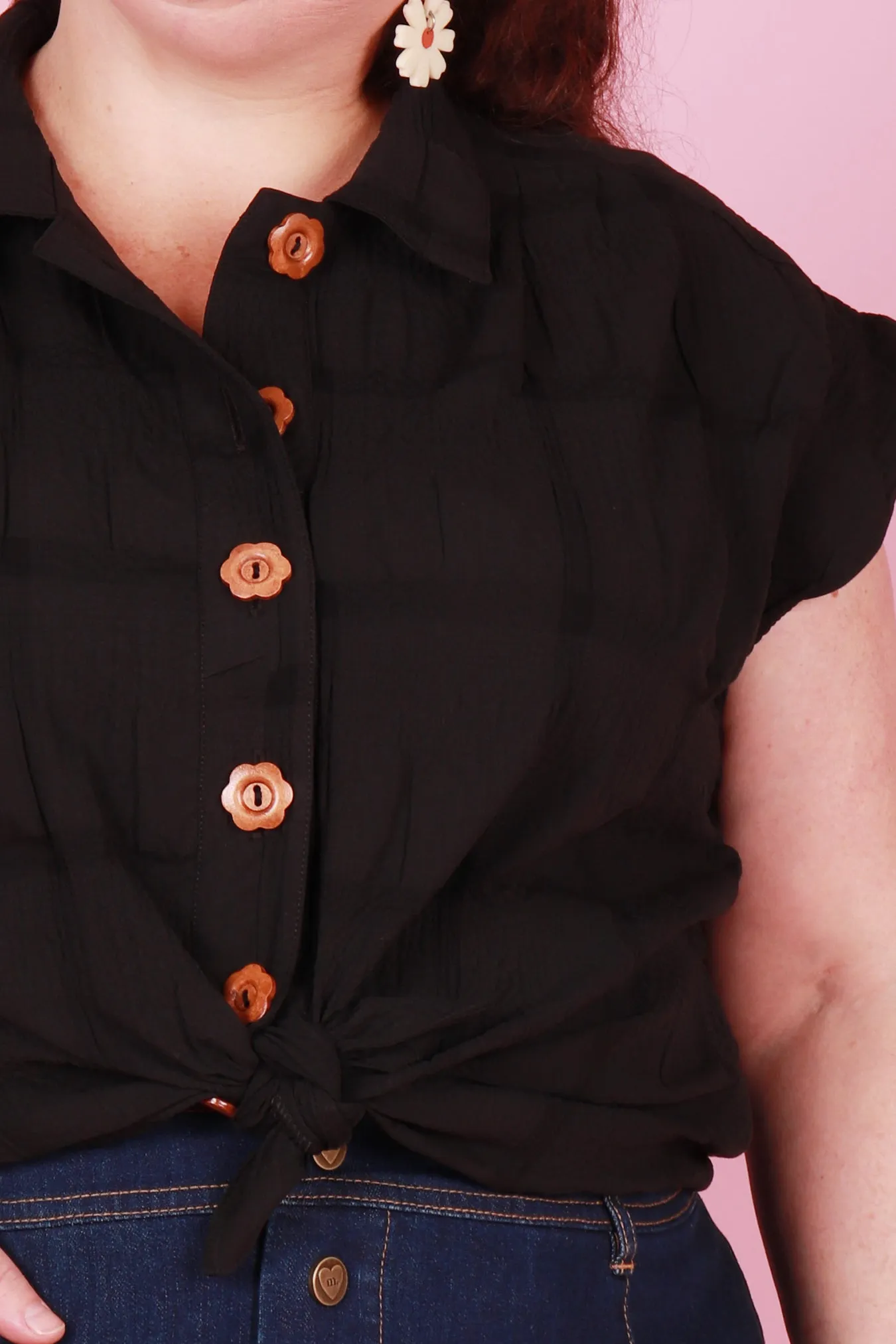 Trixie Shirt Black Dahlia Textured Cotton