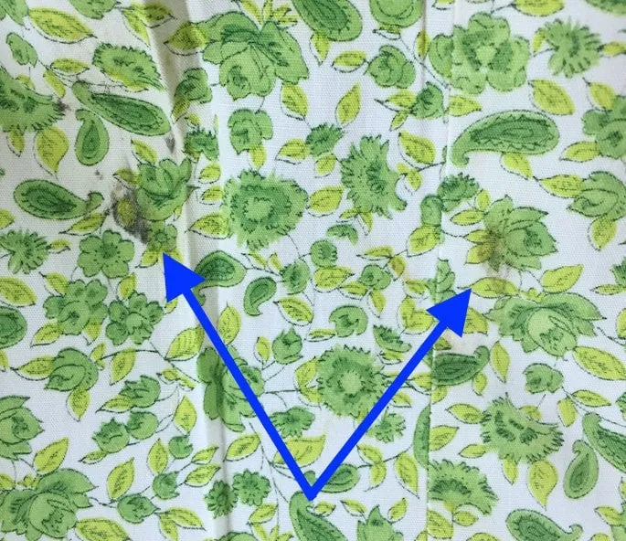 Vintage 1960s Day Dress / Green Floral Print Cotton