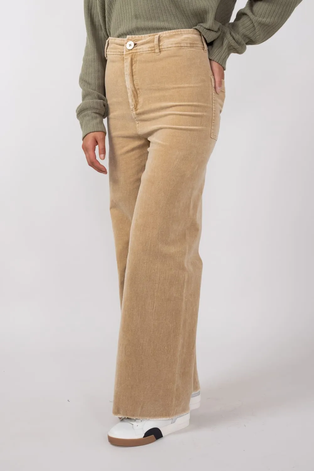 Washed Flare Corduroy Pants for Women in Taupe | HF24C992-TAUPE