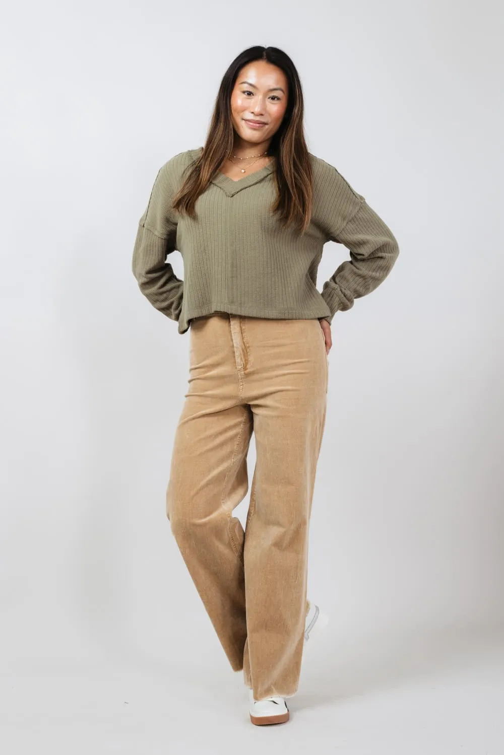 Washed Flare Corduroy Pants for Women in Taupe | HF24C992-TAUPE