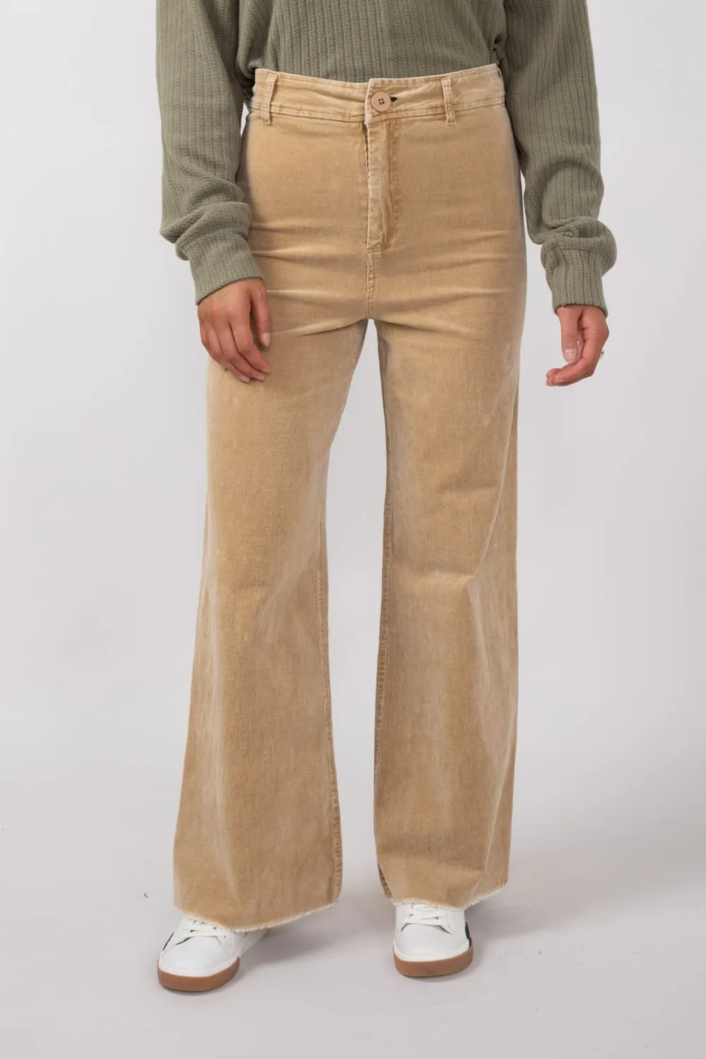 Washed Flare Corduroy Pants for Women in Taupe | HF24C992-TAUPE
