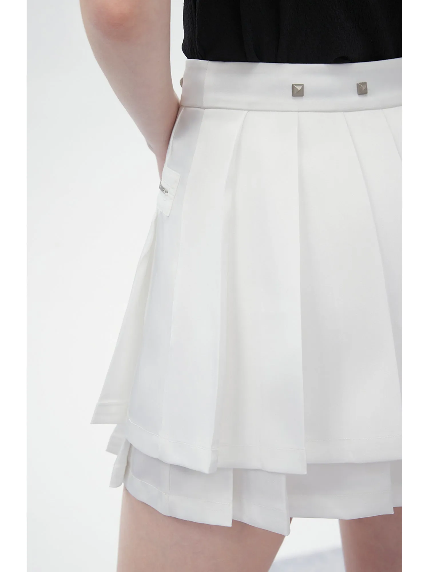 WESAME LAB DOUBLE PLEATED STITCHING SKIRT