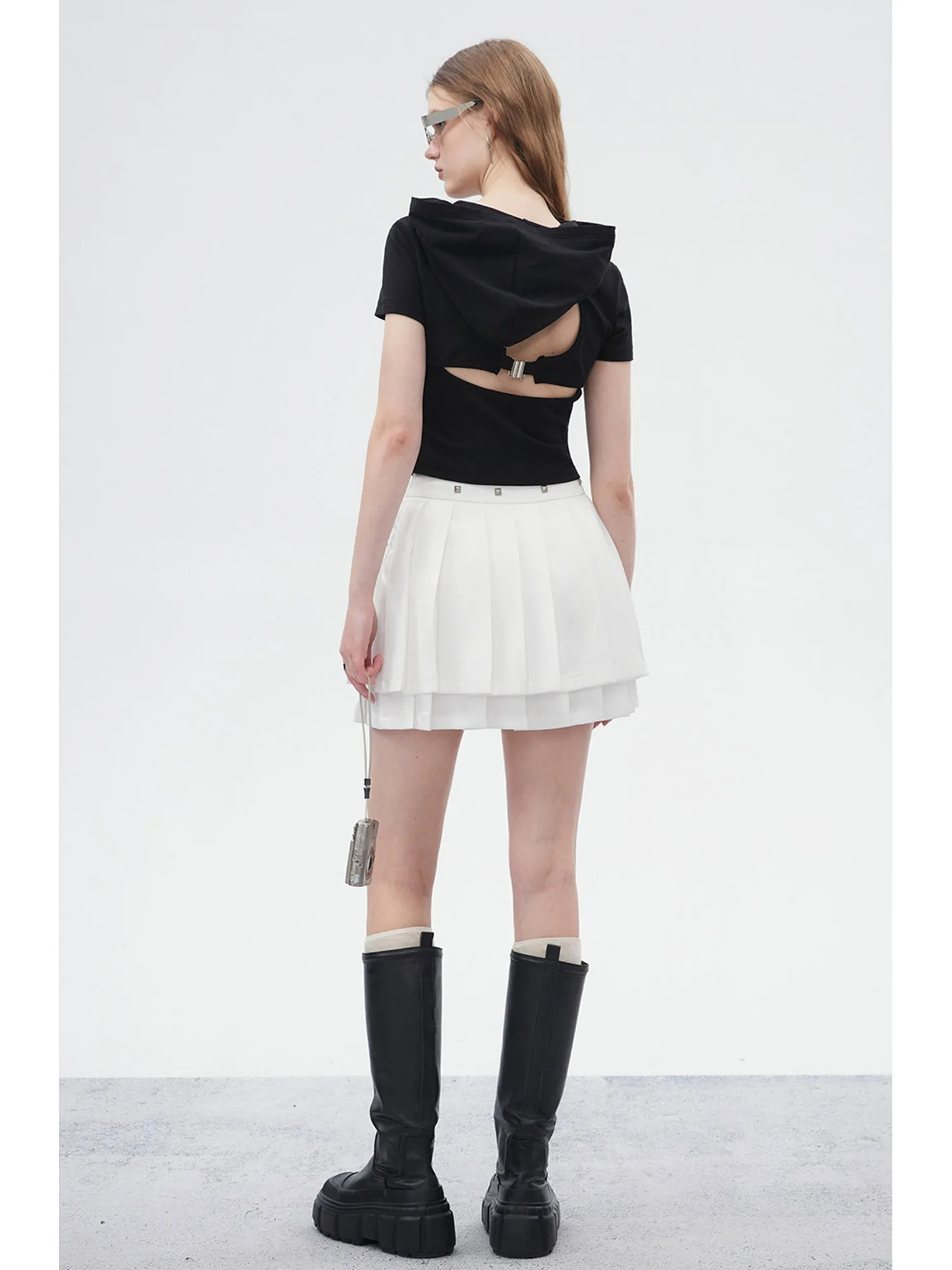 WESAME LAB DOUBLE PLEATED STITCHING SKIRT