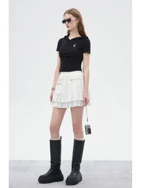 WESAME LAB DOUBLE PLEATED STITCHING SKIRT