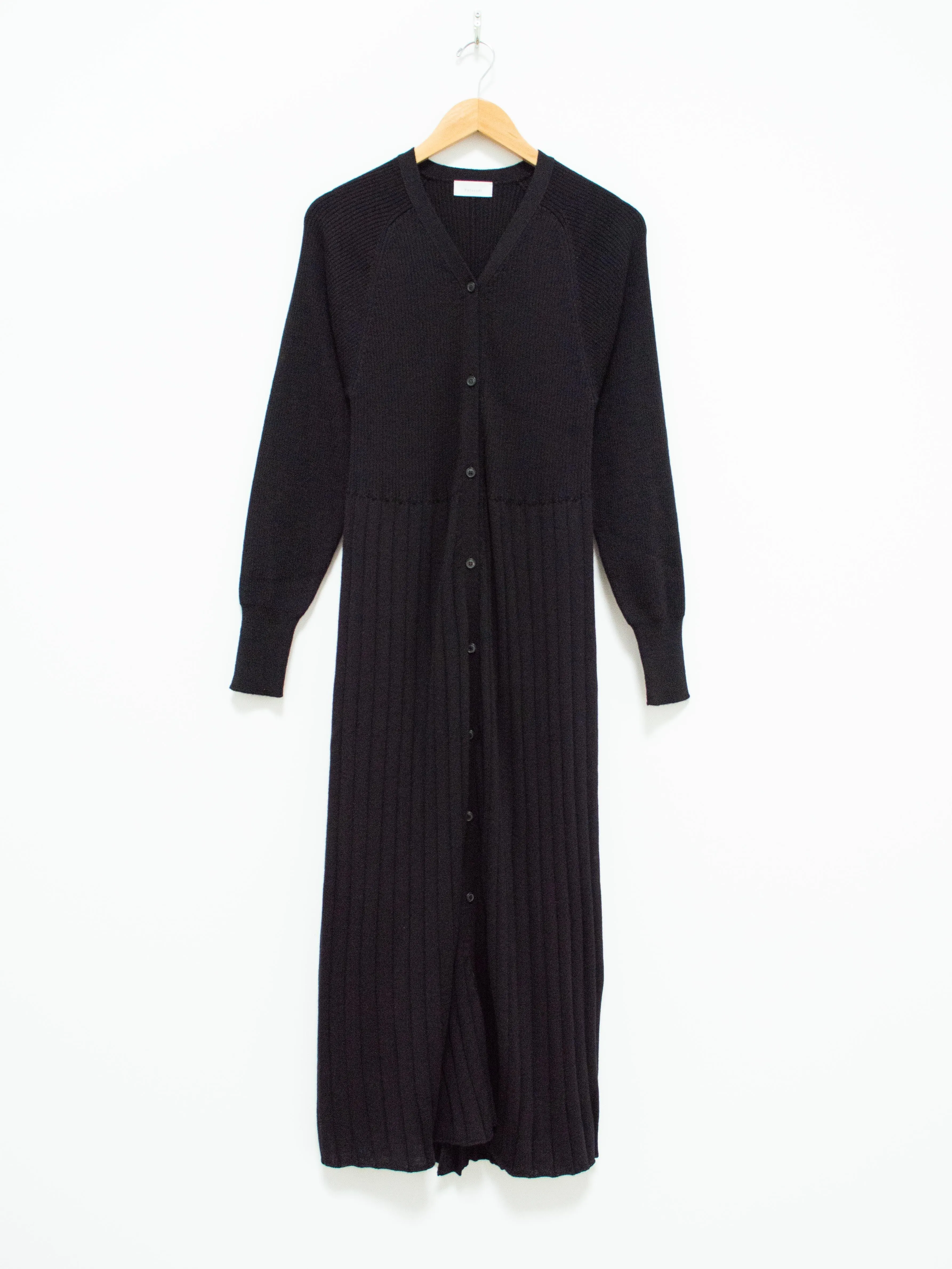 Worsted Wool Knit Rib Dress - Black