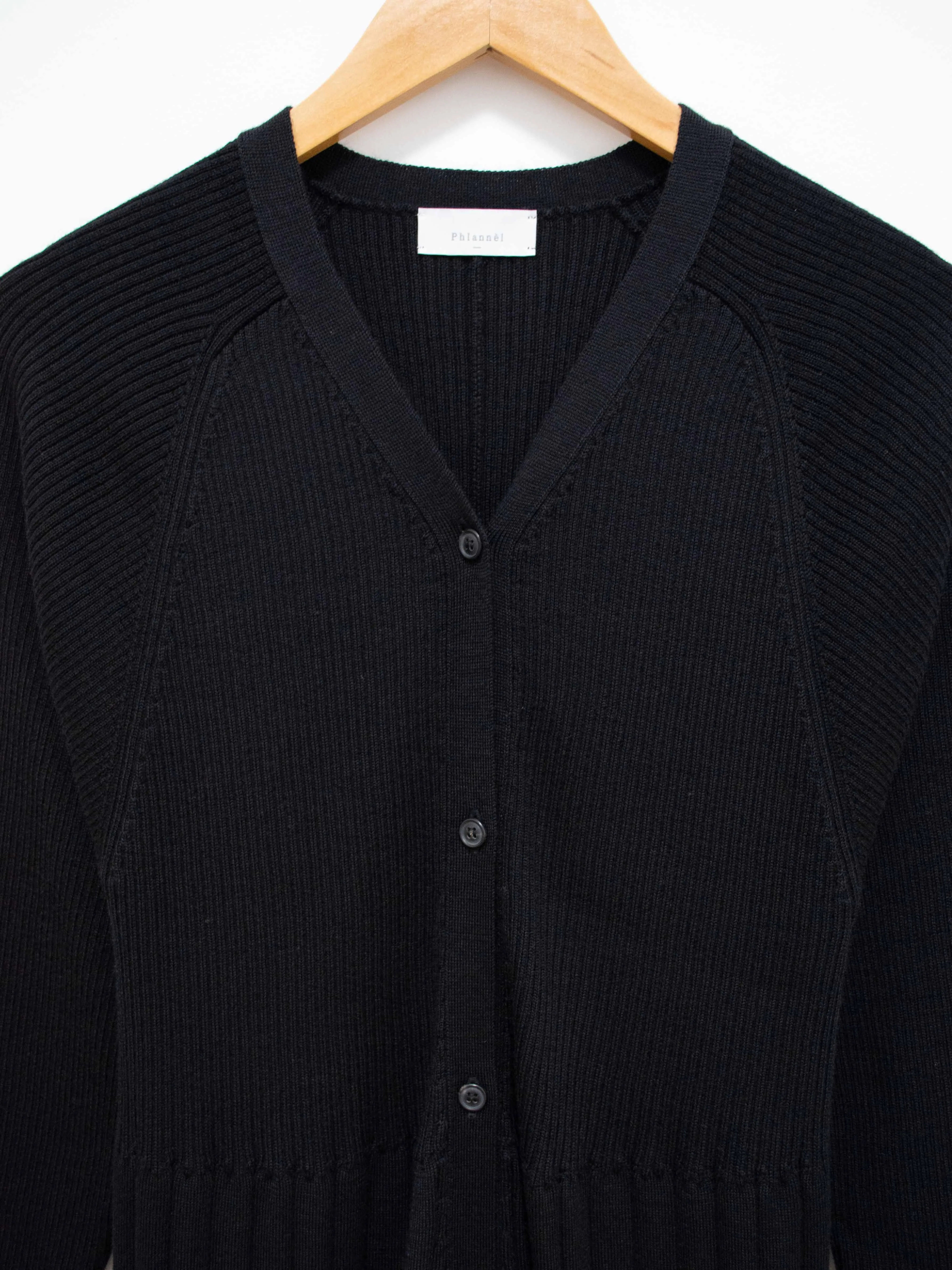 Worsted Wool Knit Rib Dress - Black